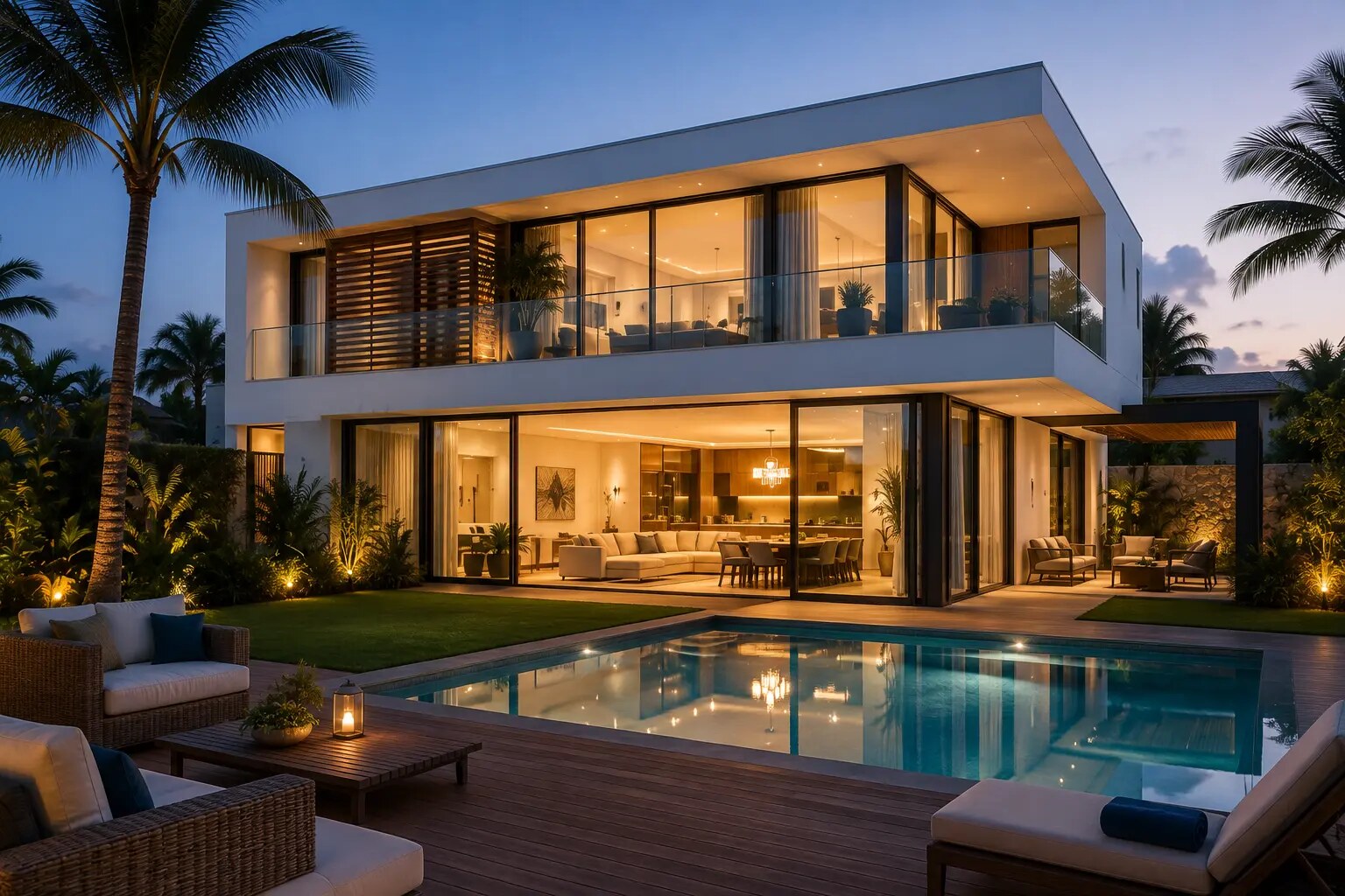 Maison contemporaine du programme Signature Française dans un environnement tropical