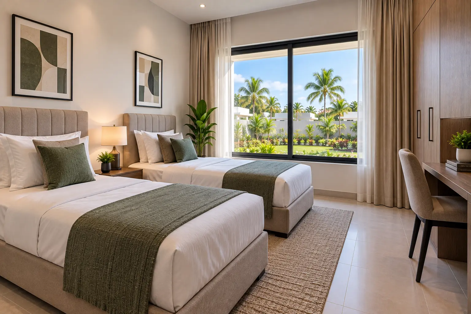 Chambre double aménagée